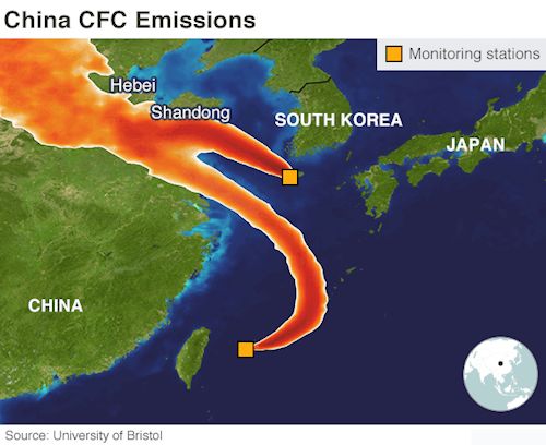 The CFC-11 emissions were monitored and traced back to China