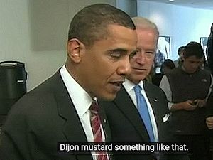 Obama ordering a burger with Dijon mustard