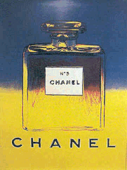 Warhol's screen print of the Chanel No.5 bottle - from: http://www.greatmodernpictures.com/ovpvs01lg..jpg