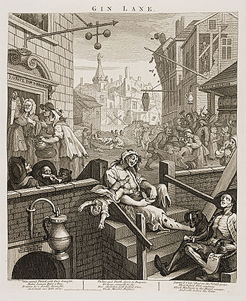 William Hogarth’s 1751 drawing of Gin Lane