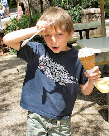 A boy suffering from ‘brain-freeze’ after eating a cold icecream