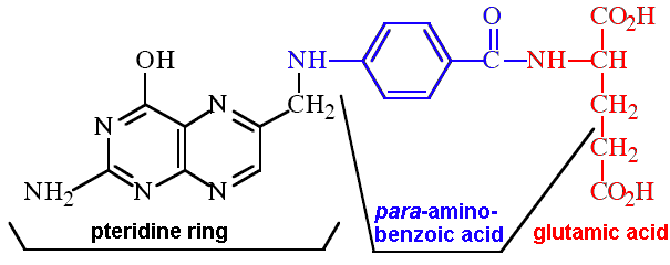 Folic acid structure - Click for 3D VRML structure