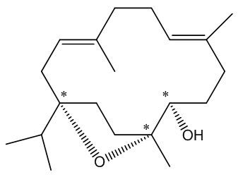The chiral centres in incensole