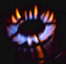 a methane gas ring on a cooker