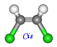 A 'cis' molecule - cis-1,2-dichloroethene, Click for 3D structure