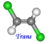 A 'trans' molecule - trans-1,2-dichloroethene, Click for 3D structure