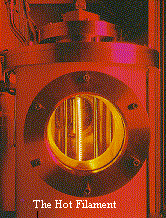 Close up of the hot filament