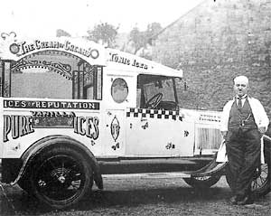 Old man with ice-cream van