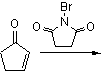 N-bromosuccinimide acts as the reagent for a radical mediated allylic bromination reaction which is carried out in tetrachloromethane with heat as the initiator