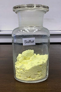 Jar of sulfur powder