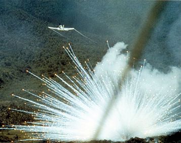 A US Air Force plane drops a white phosphorus bomb in South Vietnam in 1966 