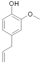 Skeletal formula of eugenol, click for 3D structure