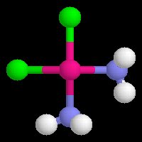 color graphic of 3D structure of cisplatin