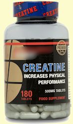 Bottle containing creatine supplement