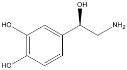 Norepinephrine, C8H11NO3. Click for 3D structure.