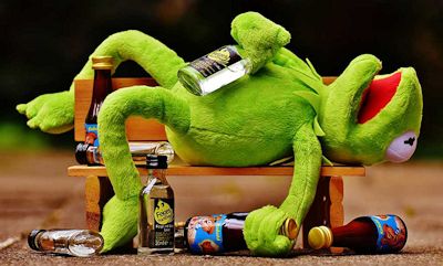 Kermit's had one too many...