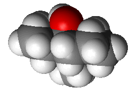 Spacefill model of geosmin - click for 3D stucture