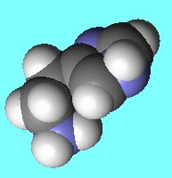 Spacefill of histamine - click for 3D VRML structure