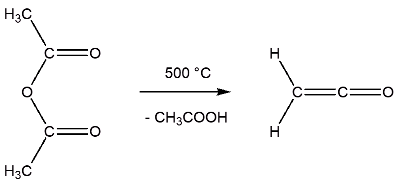 Synthesis of ketene from acetic anhydride