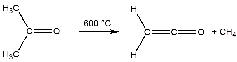 Synthesis of ketene from thermolysis of propanone