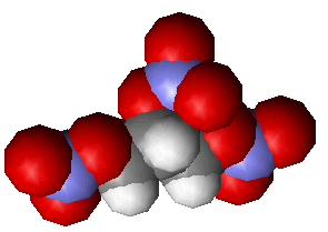 Spacefill structure of nitroglycerine