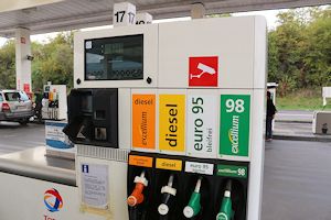 Petrol (gas) pumps with octane ratings displayed