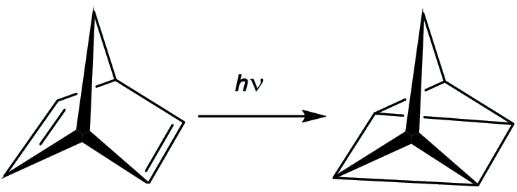 Conversion of norbornadiene into quadricyclane