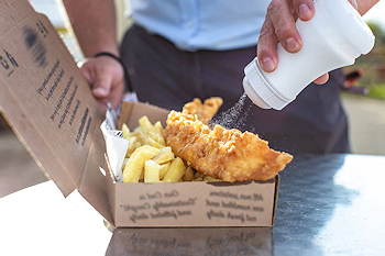 Salt on fish and chips