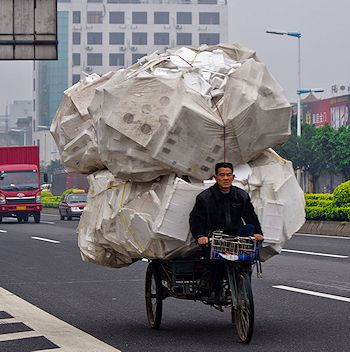 Polystyrene on its way to be buried