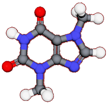 Spacefill model of theobromine molecule