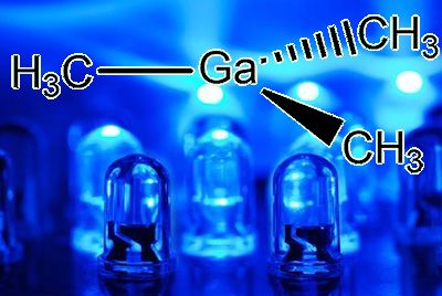 Trimethylgallium overlaid on blue LEDs