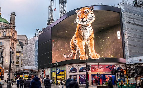 A giant LED display in Picadilly Circus, London