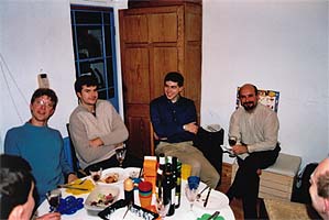 Christmas get together 2002 before Fred insisting on dancing salsa. Fred actually hasn't drunk so much this time.