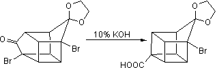 The acid mediated oxidation of the ktone group to a carboxylic acid.